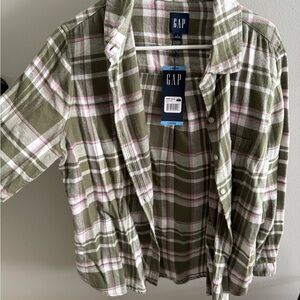 GAP Green and Pink Plaid Womens Shirt
